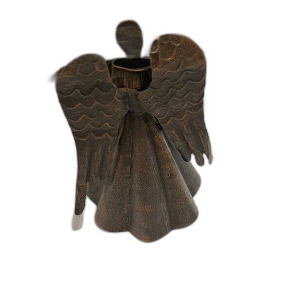 Christmas Angel Metal Sculpture 11" Trumpet Free Standing Holiday Decor - Picture 2 of 4